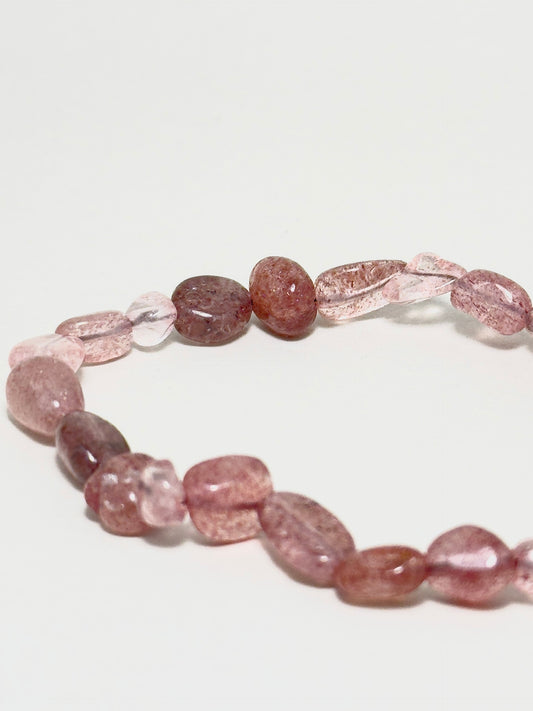 Abundant Soul Bracelet with irregular Strawberry Quartz beads