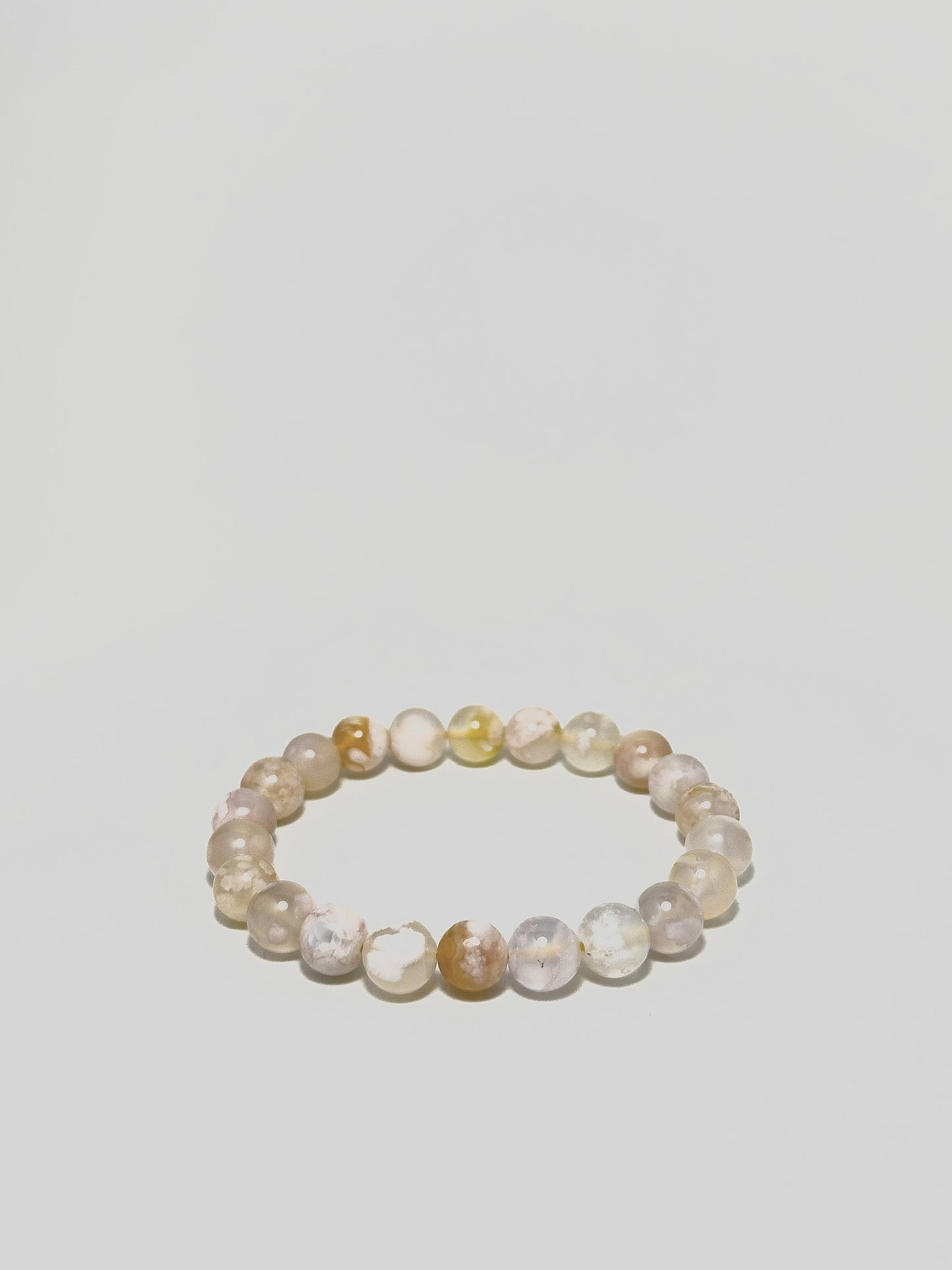 Cherry Blossom Agate bracelet close-up on wrist