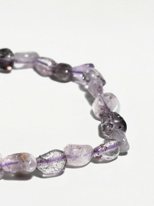 Dream Catcher bracelet with purple phantom quartz irregular beads