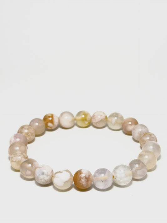 Cherry Blossom Agate bracelet close-up on wrist