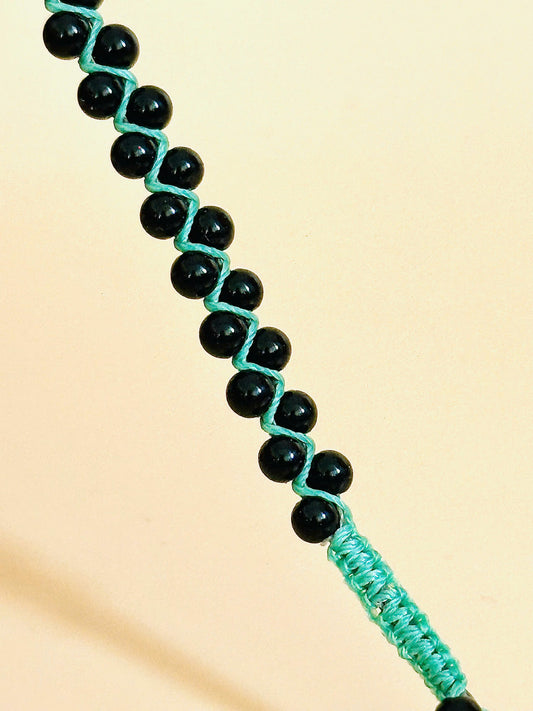 Twin Flow – Obsidian Macrame Bracelet | Handmade Gemstone Jewelry | Protection & Strength Stone