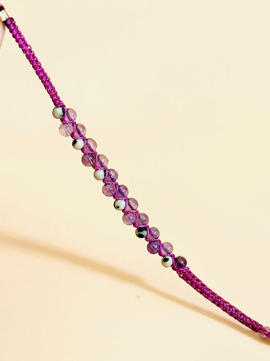 Twin Flow – Amethyst Macrame Bracelet | Handmade Gemstone Jewelry | Peace & Clarity Stone
