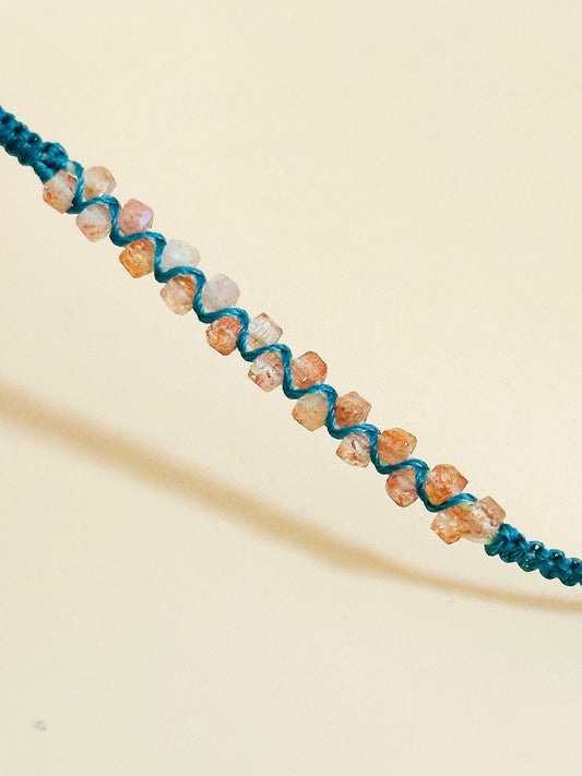 Twin Flow – Sunstone Macrame Bracelet | Handmade Gemstone Jewelry | Positive Energy Stone