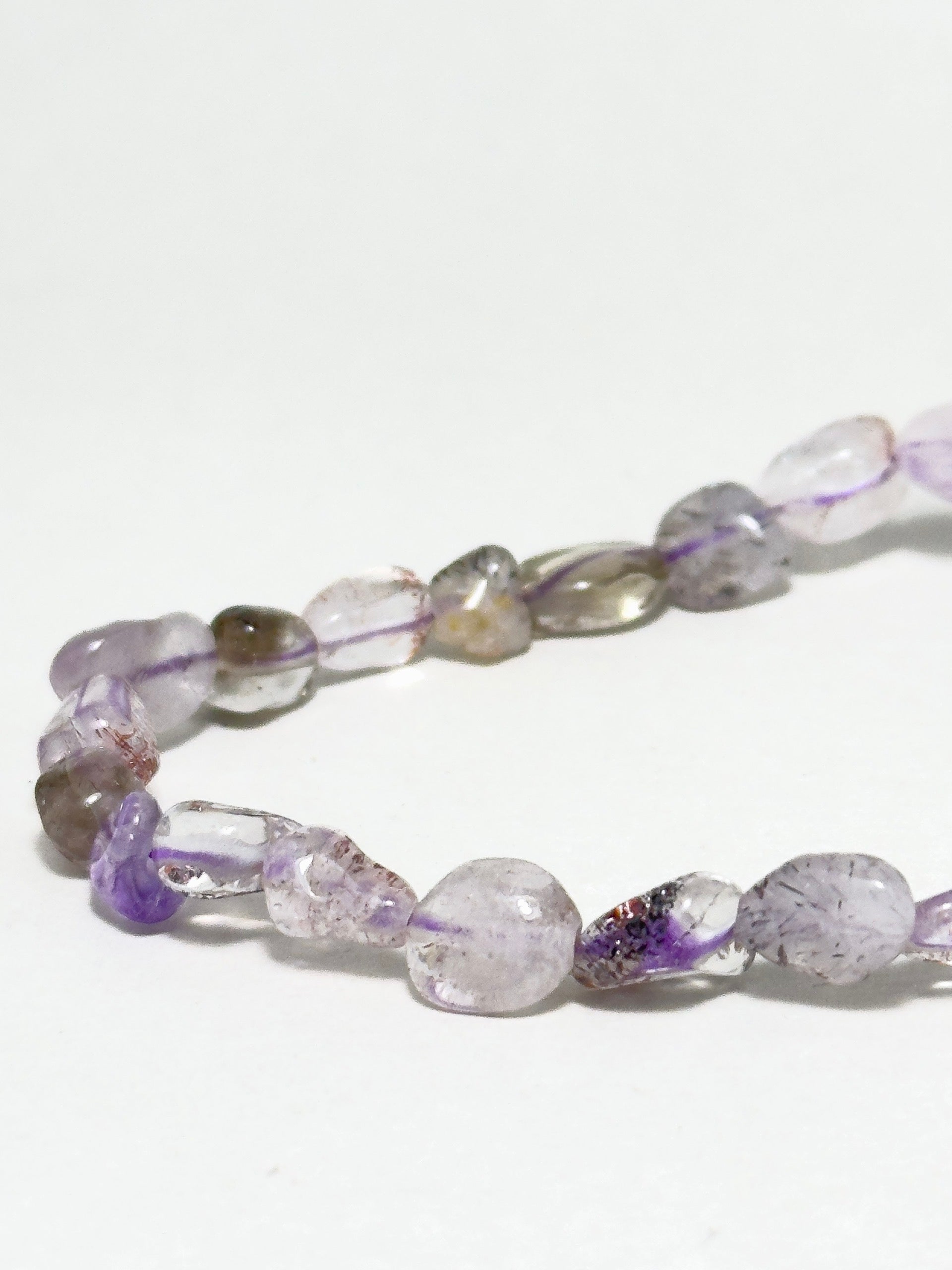 Dream Catcher bracelet with purple phantom quartz irregular beads