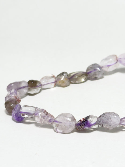 Dream Catcher bracelet with purple phantom quartz irregular beads