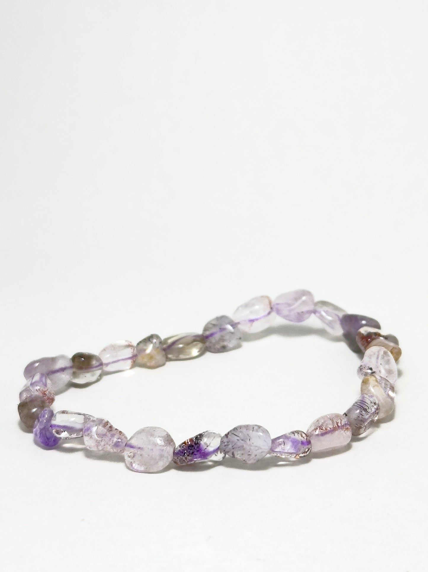 Dream Catcher bracelet with purple phantom quartz irregular beads