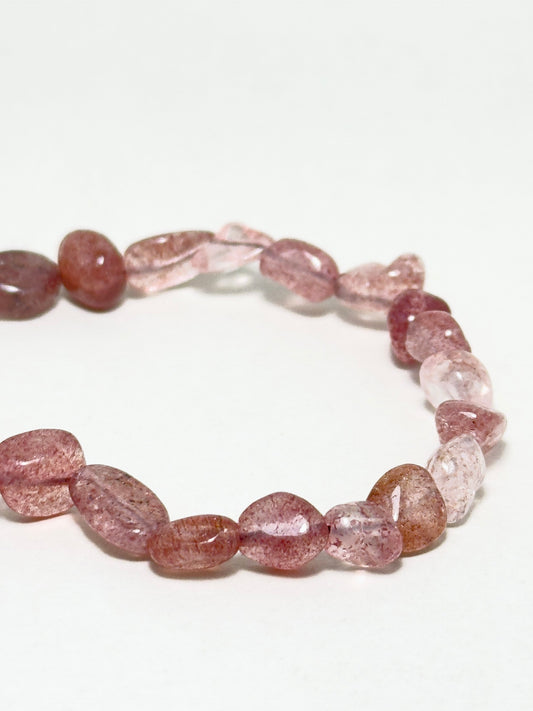 Abundant Soul Bracelet with irregular Strawberry Quartz beads