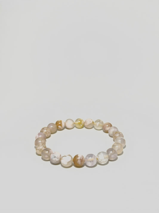 Cherry Blossom Agate bracelet close-up on wrist