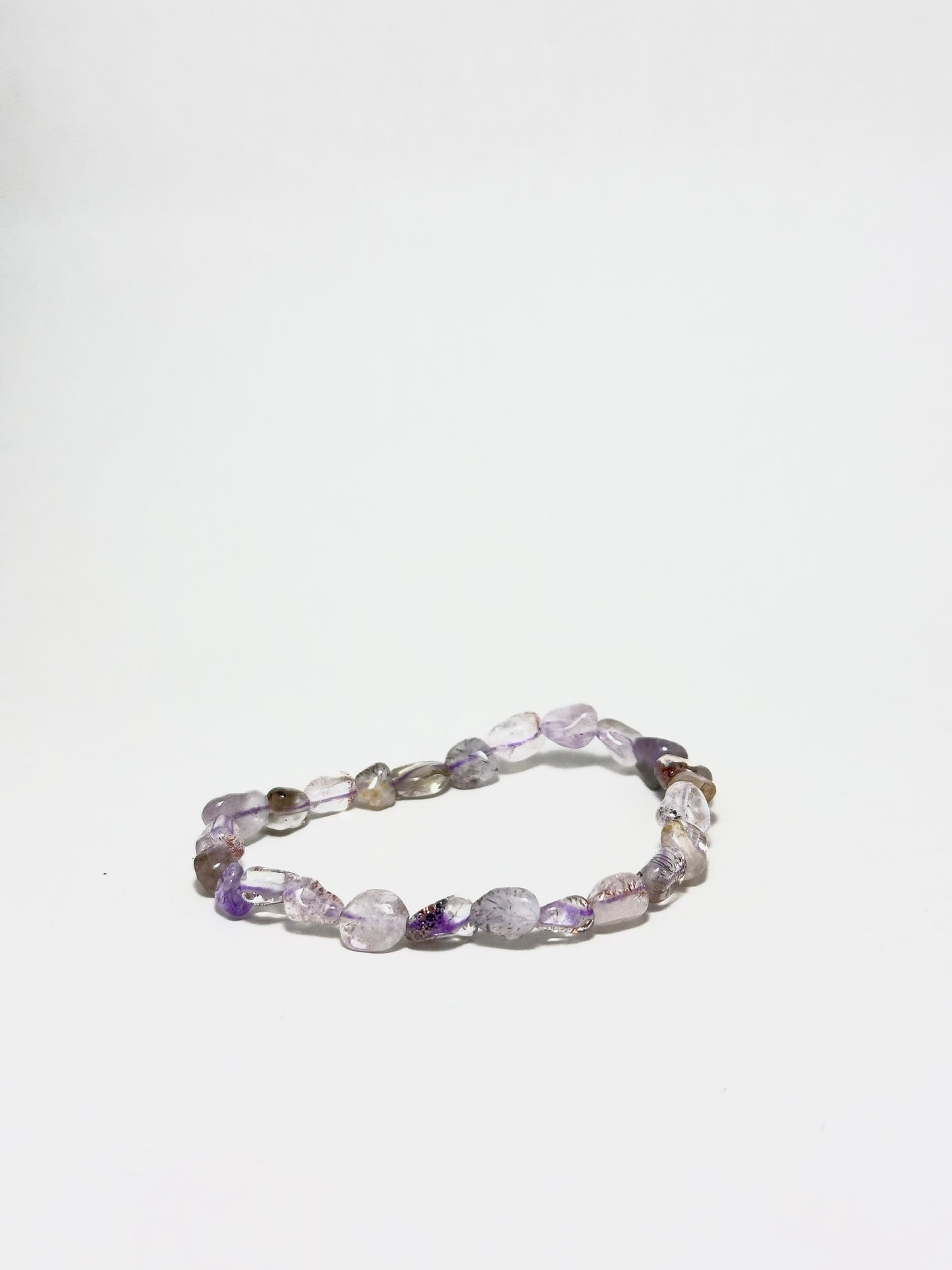 Dream Catcher bracelet with purple phantom quartz irregular beads