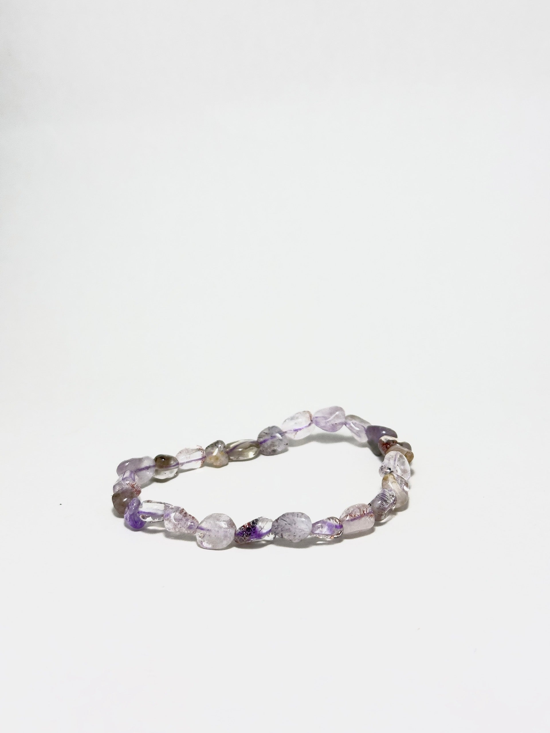 Dream Catcher bracelet with purple phantom quartz irregular beads