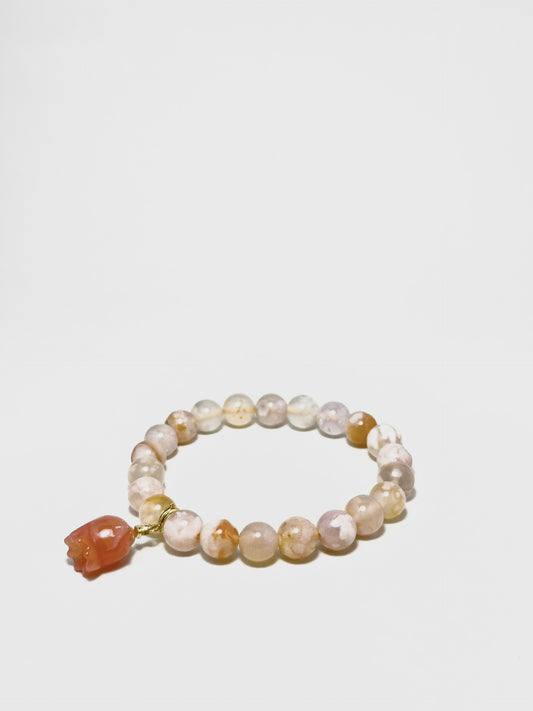 Full Cherry Blossom Agate bracelet with soft pink tones