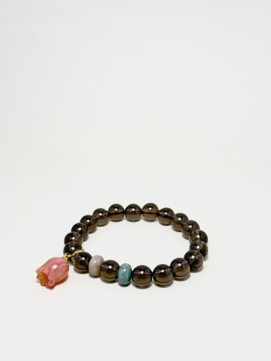 Smoky Rose bracelet with Indian Jasper and Smoky Quartz beads