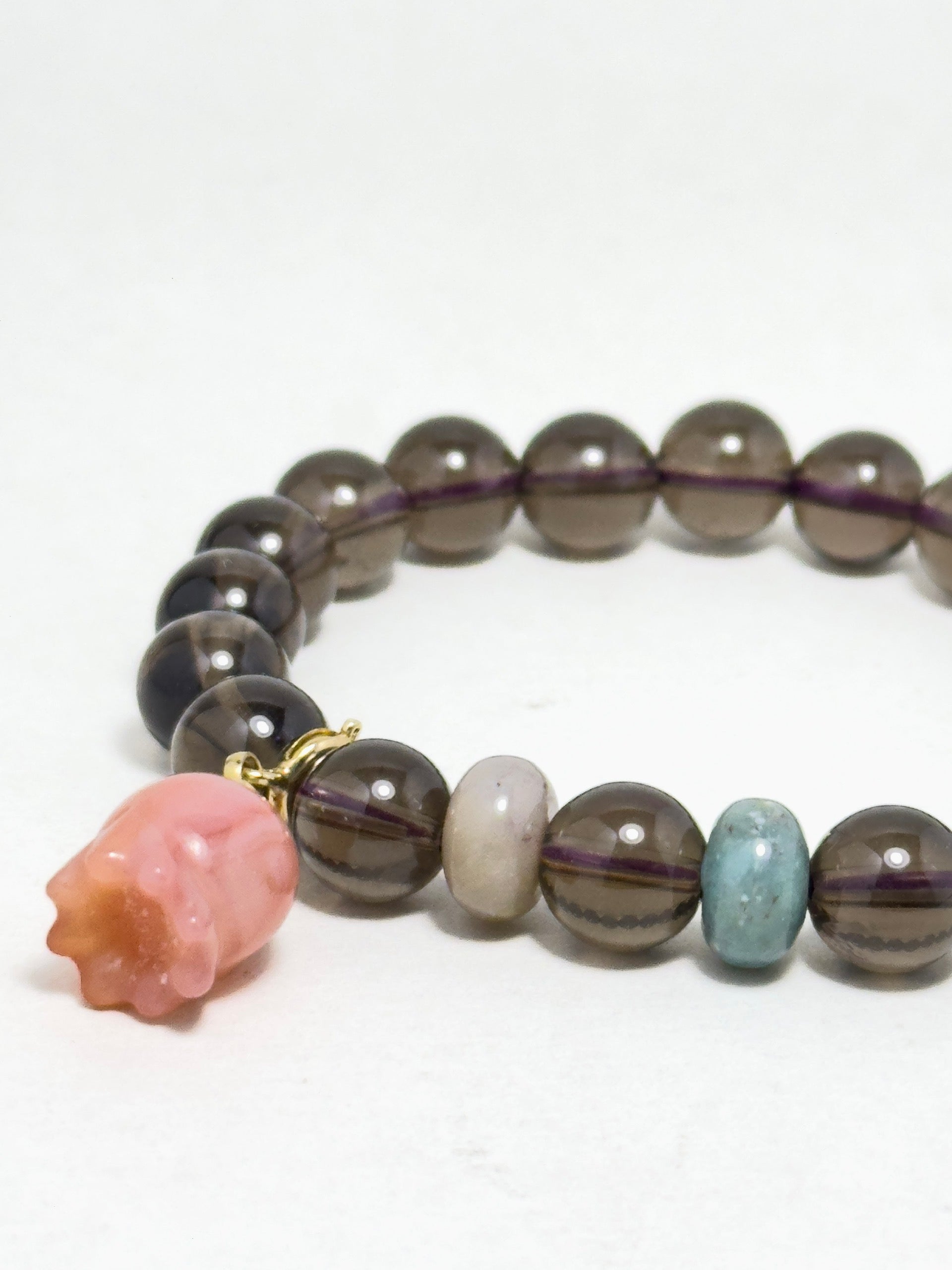 Smoky Rose bracelet with Indian Jasper and Smoky Quartz beads