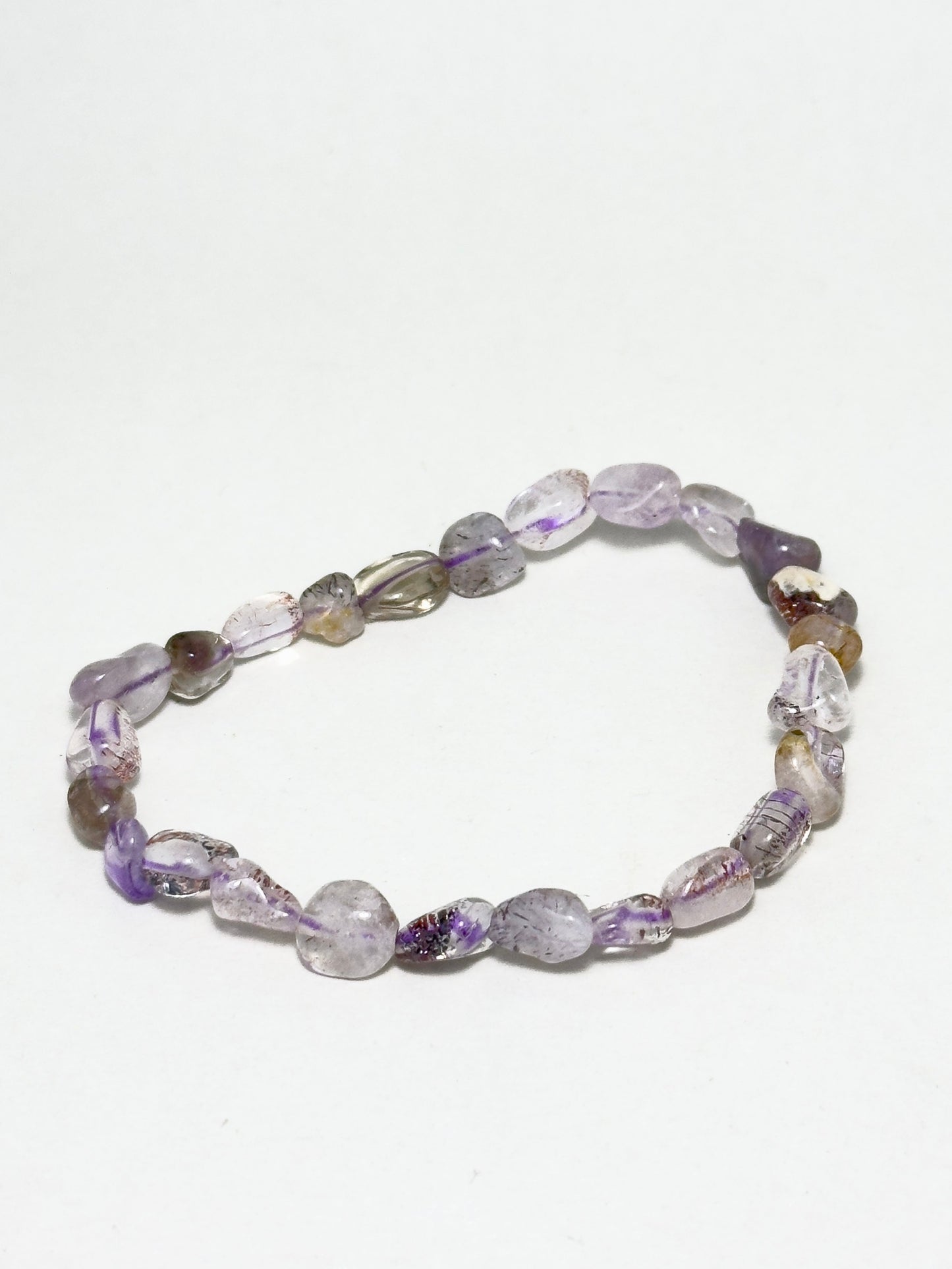 Dream Catcher bracelet with purple phantom quartz irregular beads
