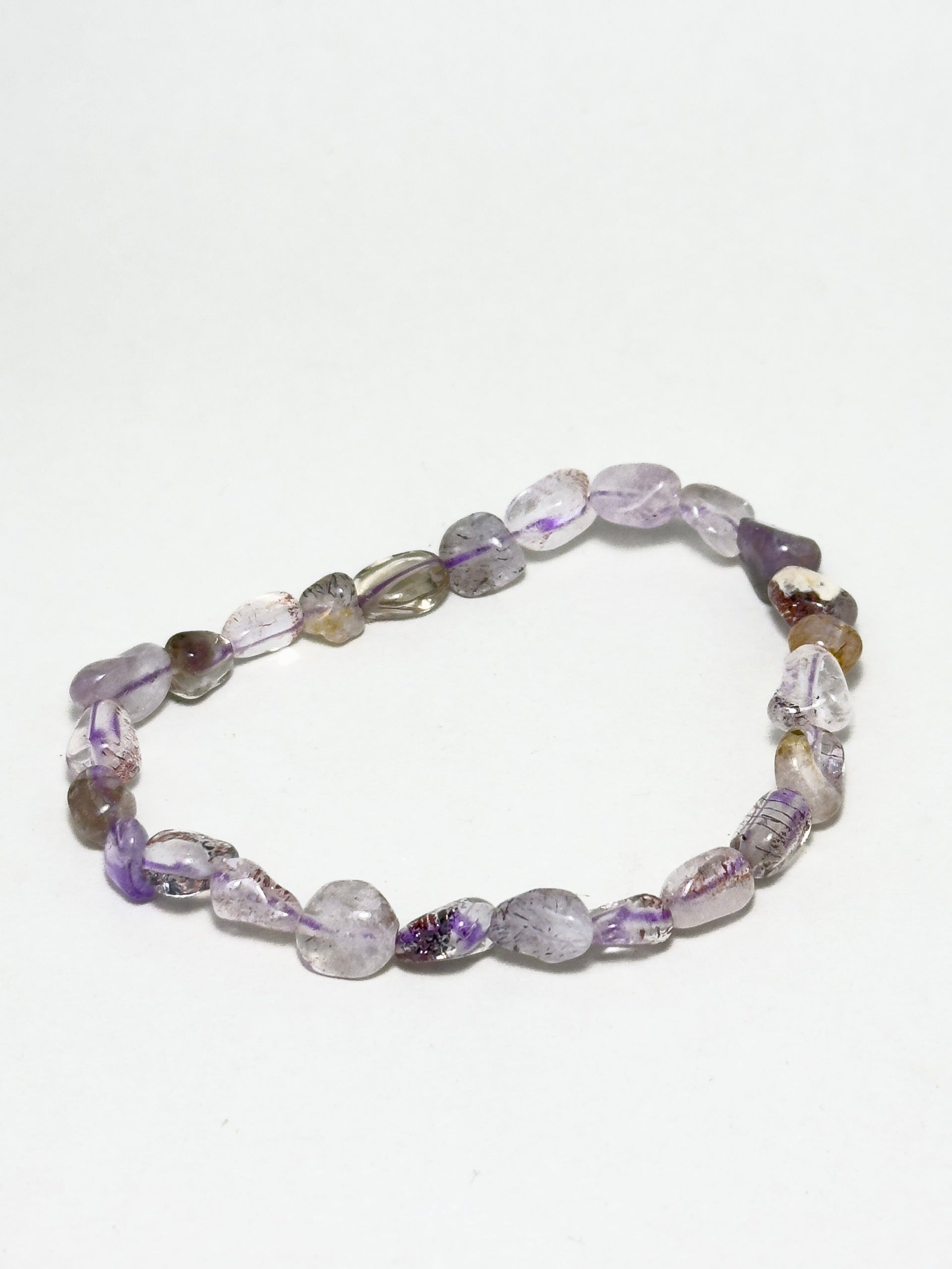 Dream Catcher bracelet with purple phantom quartz irregular beads
