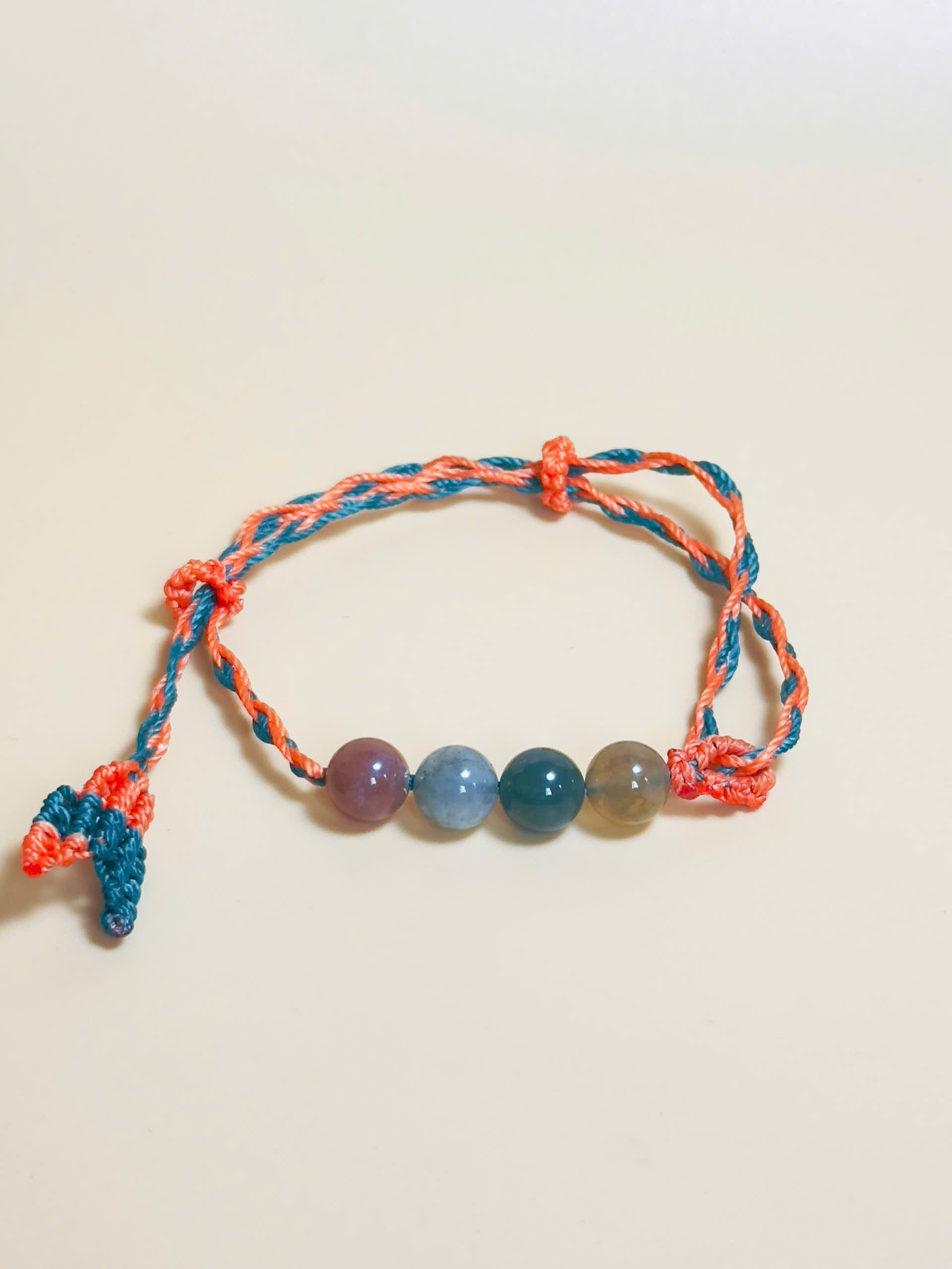 Earth-toned Indian Jasper bracelet with handmade whale tail knot