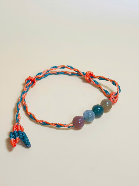 Earth-toned Indian Jasper bracelet with handmade whale tail knot