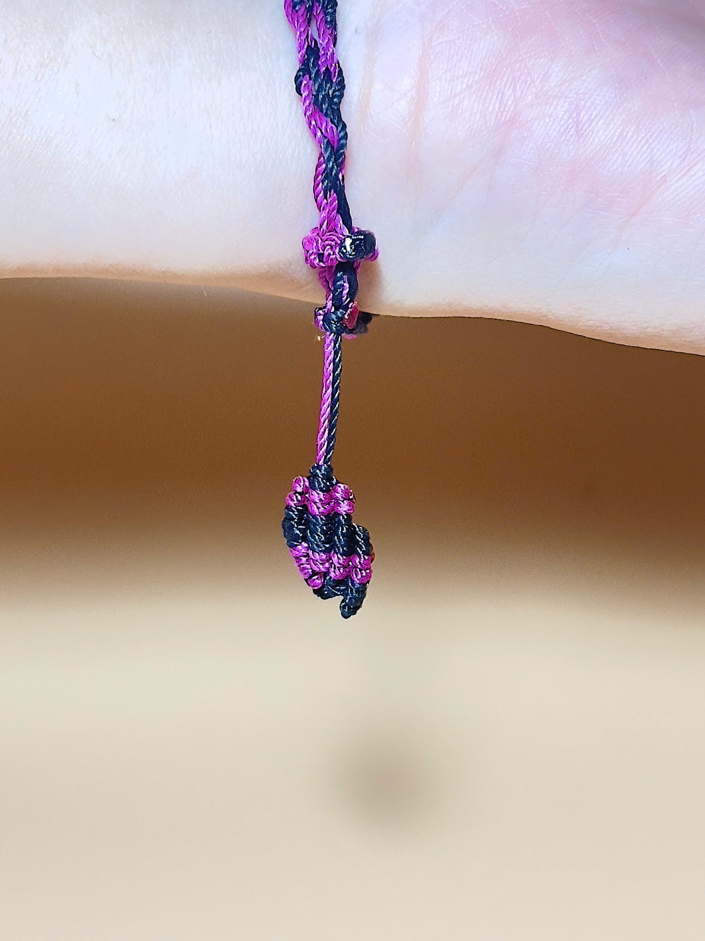 Purple Amethyst bracelet with soft waxed cord and whale tail finish