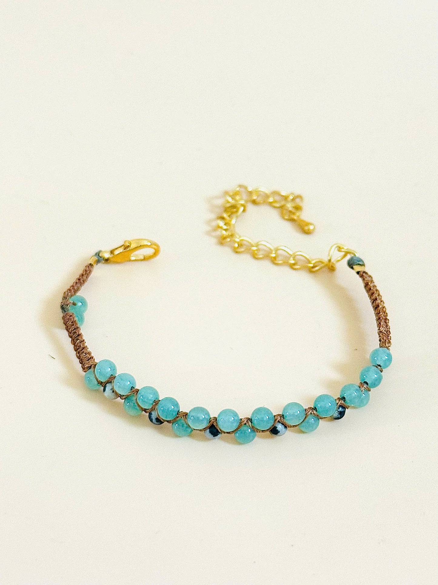 Twin Flow – Green Aventurine & Dalmatian Jasper Macrame Bracelet | Handmade Gemstone Jewelry | Luck & Joy Stones