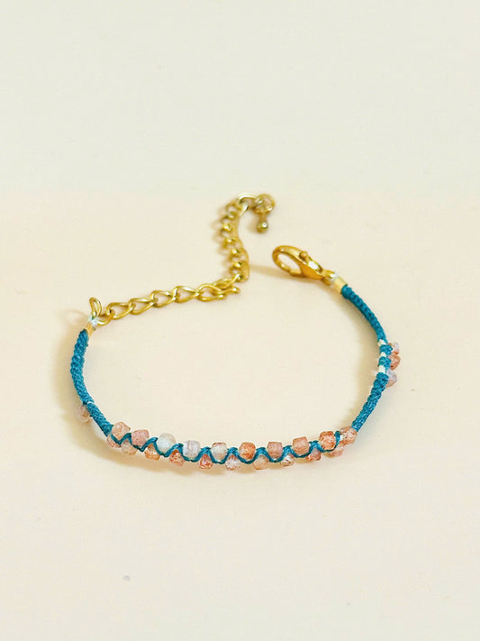 Twin Flow – Sunstone Macrame Bracelet | Handmade Gemstone Jewelry | Positive Energy Stone