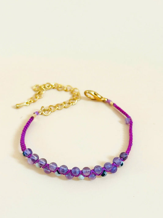 Twin Flow – Amethyst Macrame Bracelet | Handmade Gemstone Jewelry | Peace & Clarity Stone