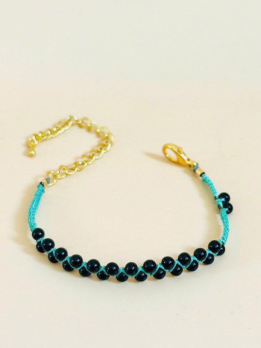 Twin Flow – Obsidian Macrame Bracelet | Handmade Gemstone Jewelry | Protection & Strength Stone